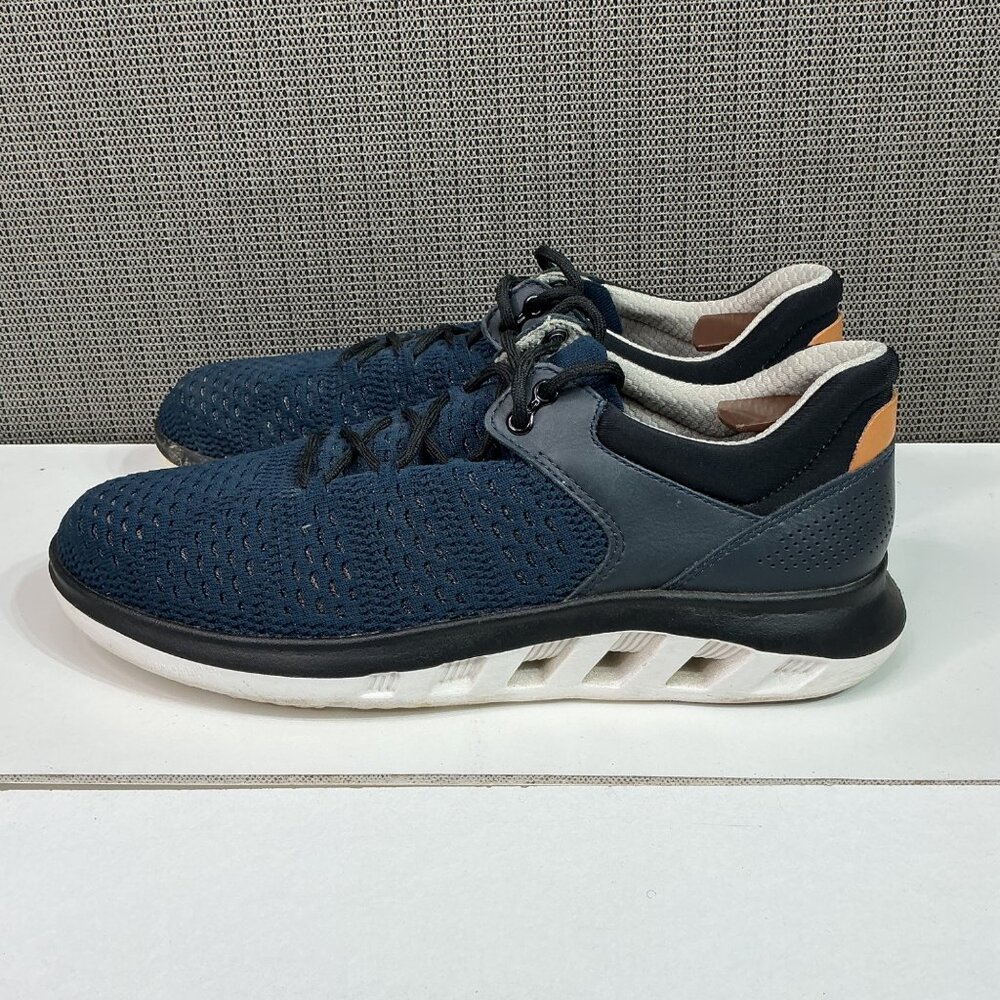Johnston & Murphy Mens 10.5M Navy & Gray Knit Lace-Up Sneakers With Memory Foam